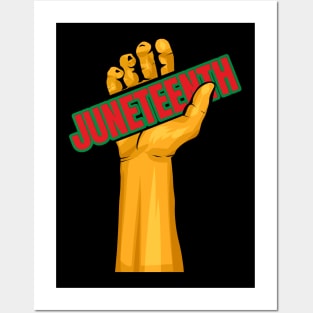 Raised Hand Raise Your Fist Freedom Day Logo Juneteenth Posters and Art